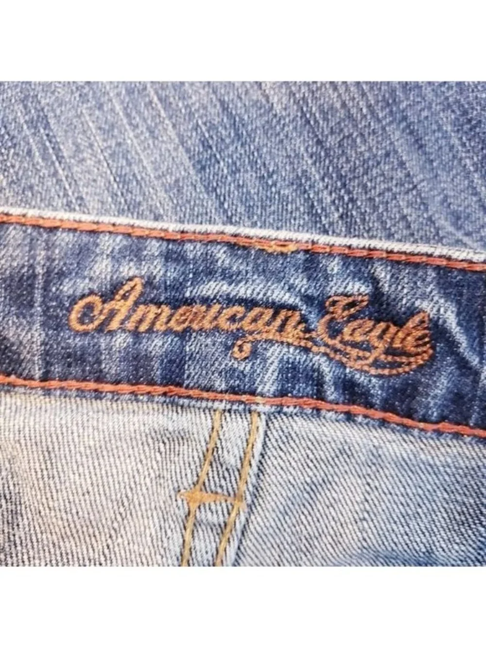 American Eagle Stretch Boot Beaded Distressed Bootcut Jeans Y2K Women's Size 6
